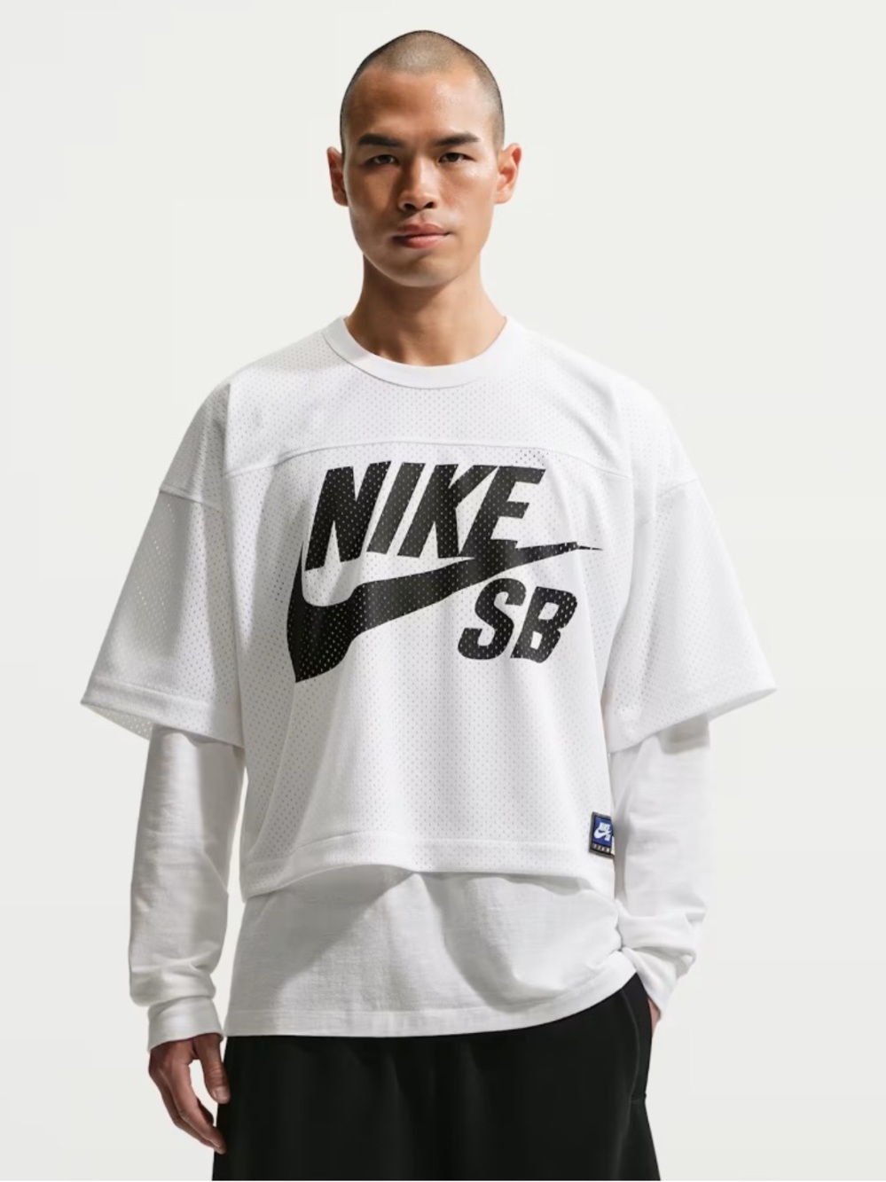 Nike White Mesh Tee with Black Logo